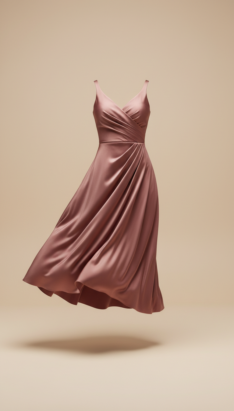 Rosewood Draped Satin Cocktail Dress