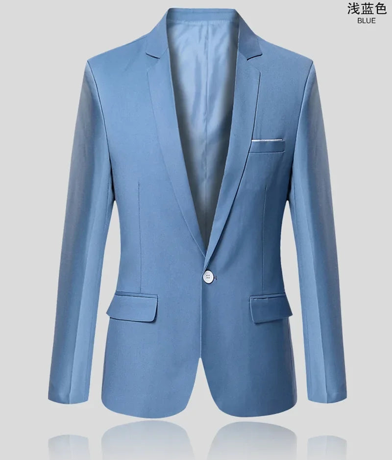 Blue Men Blazers Work Office 2025 Men Tuxedos for Formal Occasions Pockets Coat Blazers Male Custom Men'S Business Slim Blazers