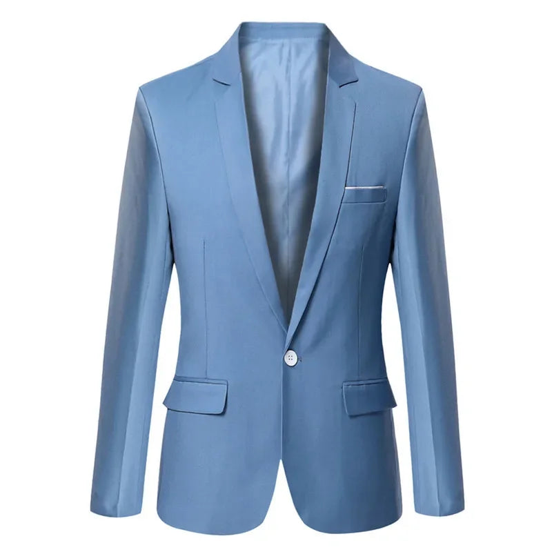 Blue Men Blazers Work Office 2025 Men Tuxedos for Formal Occasions Pockets Coat Blazers Male Custom Men'S Business Slim Blazers