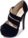 Women'S Peep Toe Prom Heels Platform High Heels Sandal Pumps Zipper Hollow Out Sexy Heels