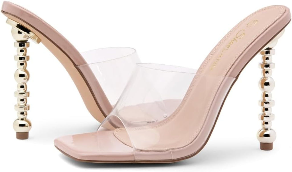 Women’S Clear Rhinestone Bow Heels – Double Bowknot & Adjustable Ankle Strap | Crystal Stiletto High Heels with Square Open Toe for Wedding & Party