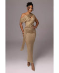 Women'S Metallic Celestina Draped Maxi Dress
