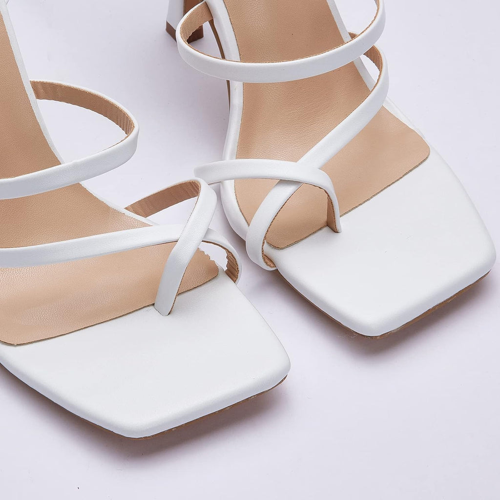 Women'S Heeled Sandals Stiletto Strappy Heels Sexy Open Square Toe Lace up Stilettos Party Wedding Dress Shoes
