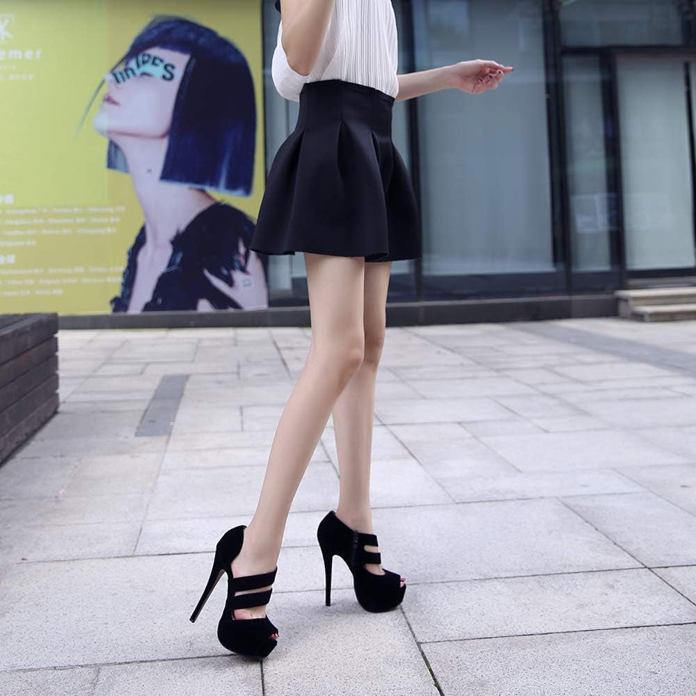 Women'S Peep Toe Prom Heels Platform High Heels Sandal Pumps Zipper Hollow Out Sexy Heels
