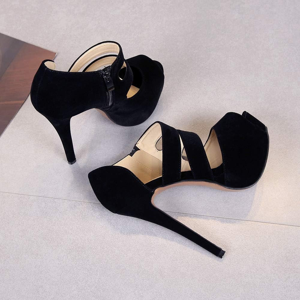Women'S Peep Toe Prom Heels Platform High Heels Sandal Pumps Zipper Hollow Out Sexy Heels