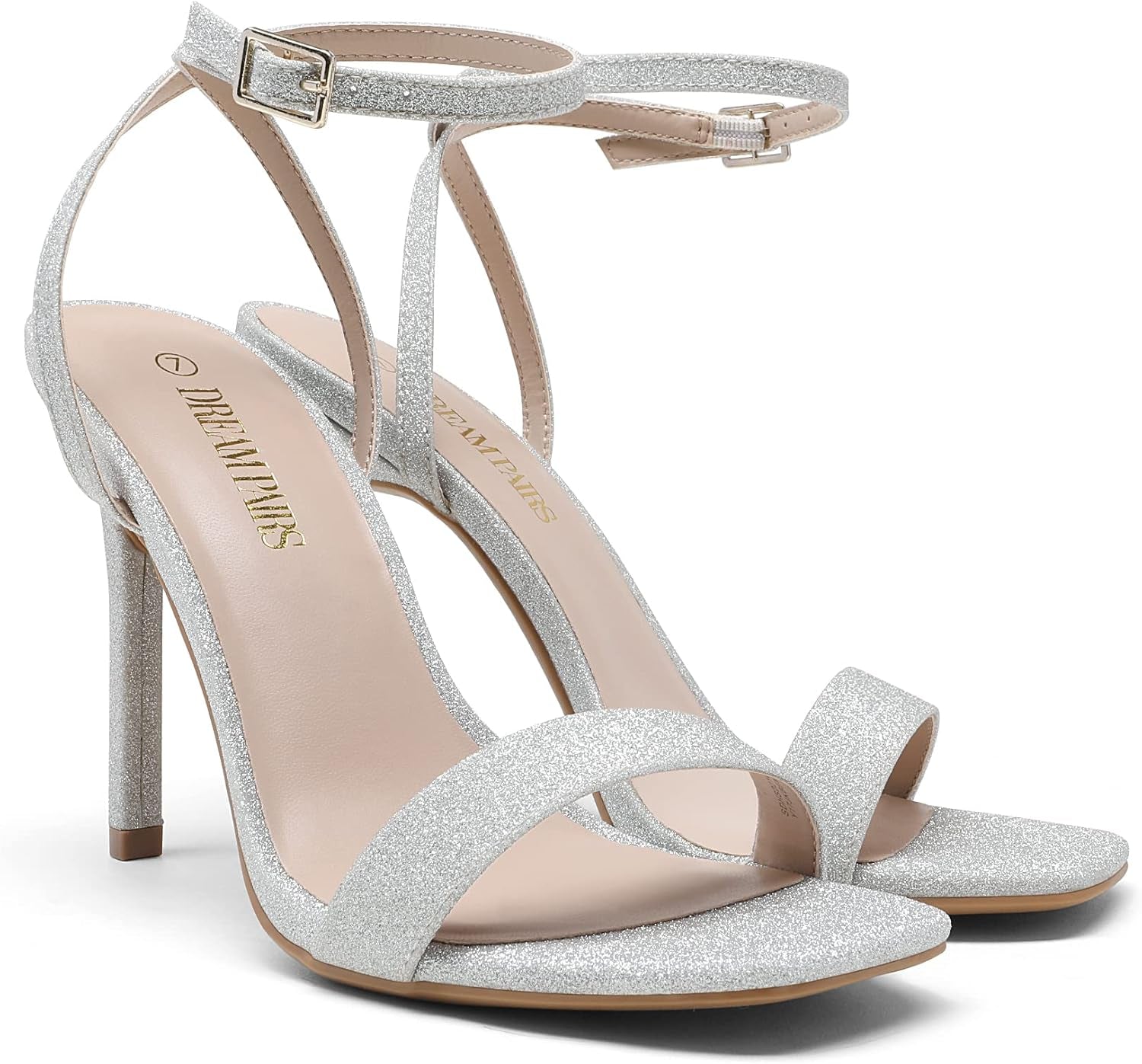 Women’S High Stilettos Open Square Toe Ankle Strap Heels Sexy Comfort Strappy Dress Shoes Wedding Bridal Pumps Sandals