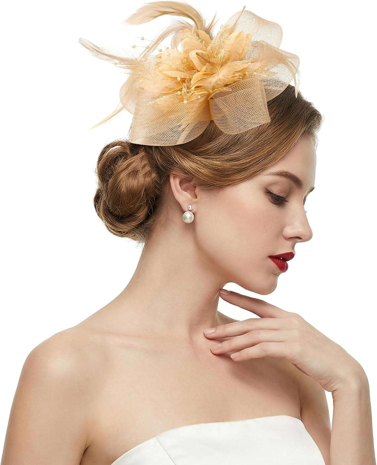 Tea Party Hats for Women Fascinators Hats Vintage Headband Tea Party Accessories for Wedding Cocktail Dresses