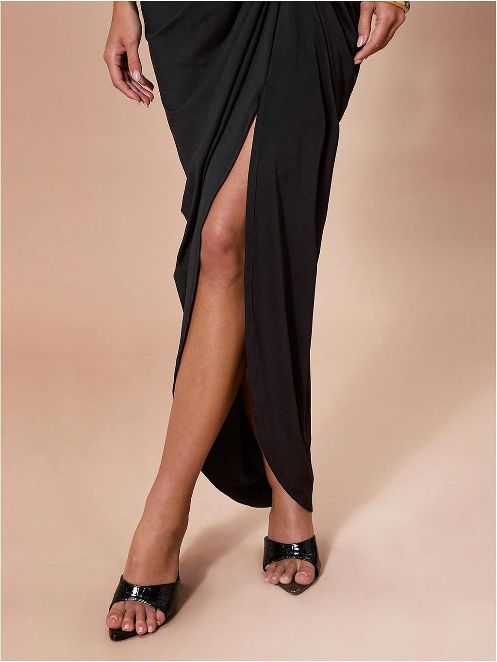 Women'S Elegant Long Dress Asymmetrical off Shoulder Ruched Slit Bodycon Cocktail Dresses