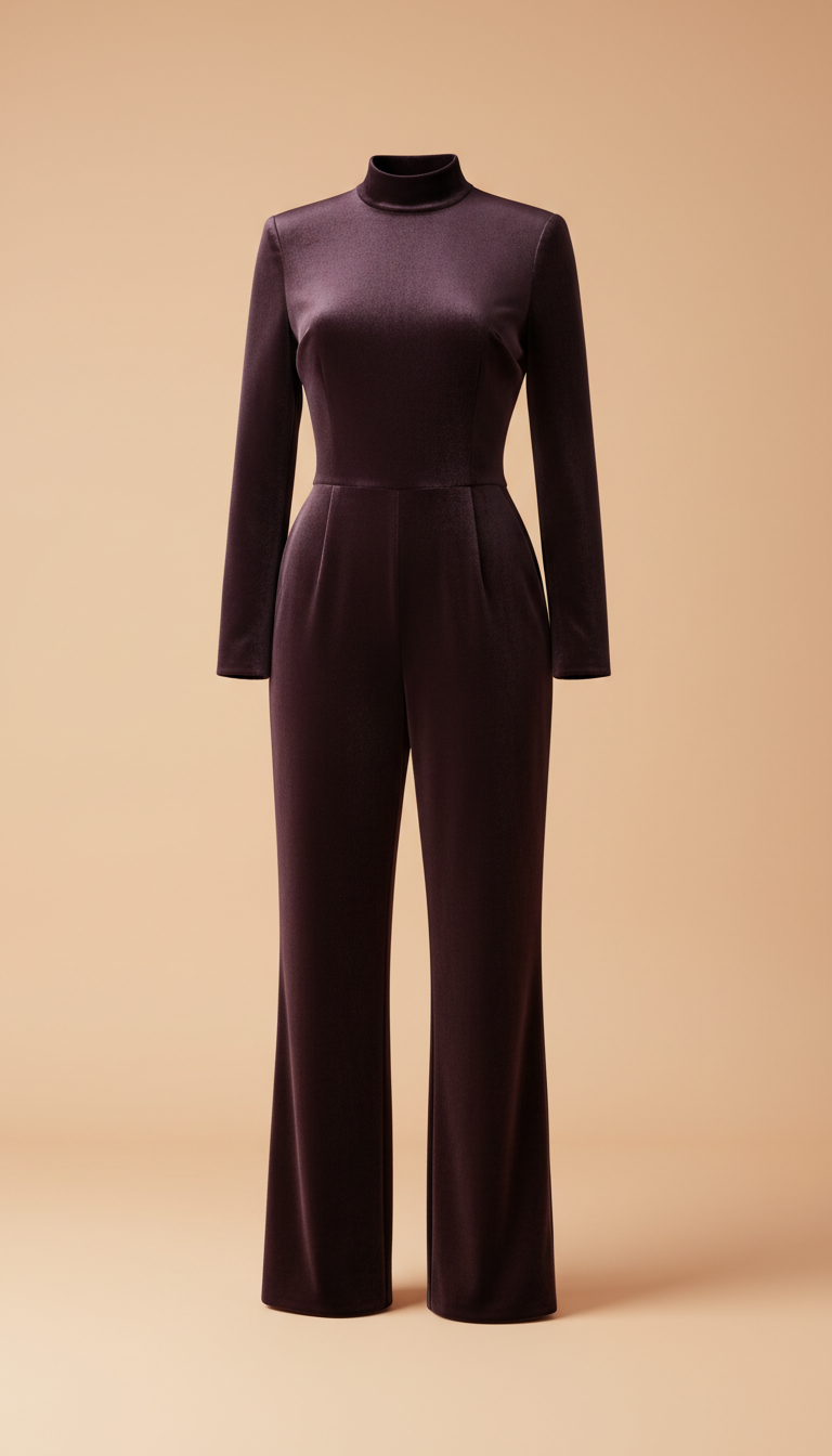 Plum Noir Tailored Velvet Jumpsuit
