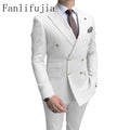Store Navy Men Party Tuxedos 2 Pieces Latest Peak Lapel Men Suits Gold Buttons Fashion Style Suits Double Breasted