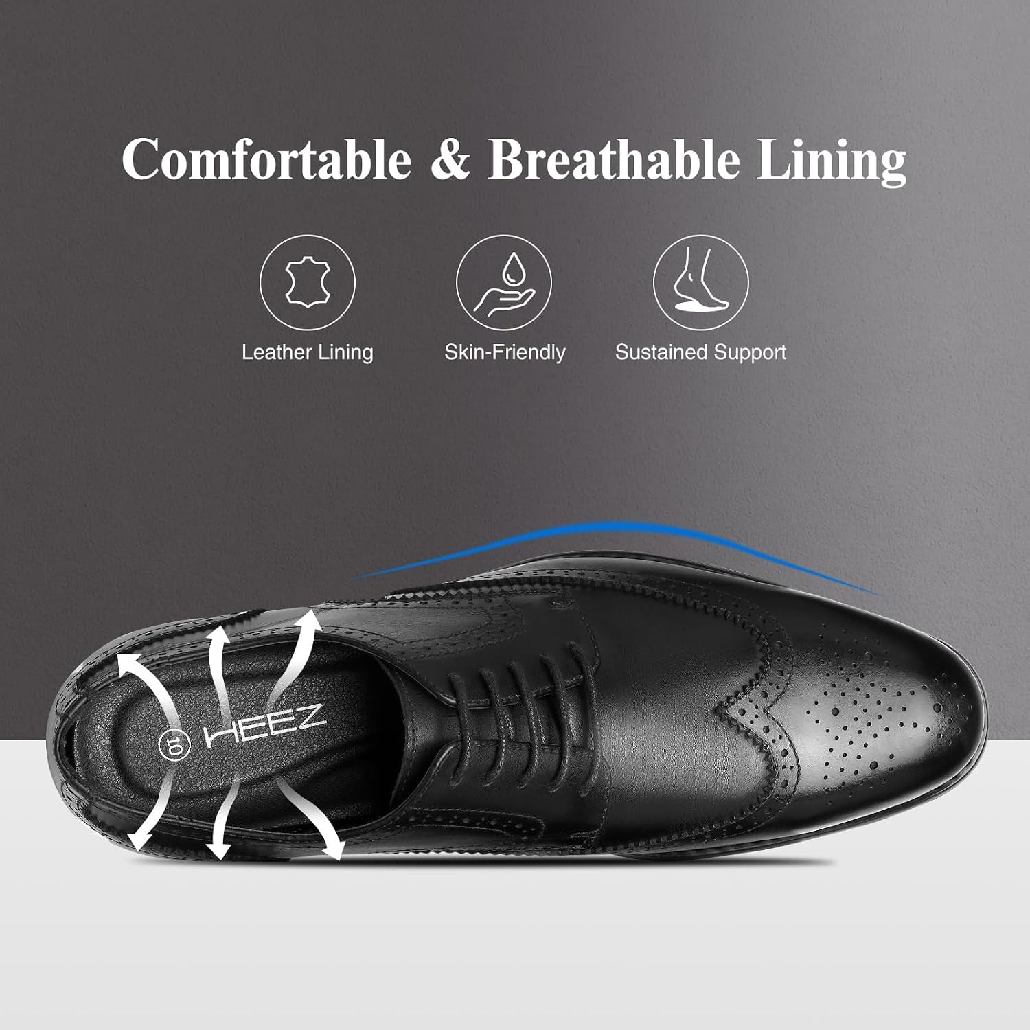 Men'S Dress Shoes Genuine Leather, Wingtip Oxford for Men Non Slip, Lace up Plain Toe Derby Dress Shoes for Formal, Business, Wedding, Office