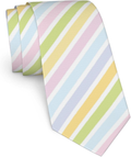 Pastel striped necktie with pink, blue, yellow and green diagonal stripes