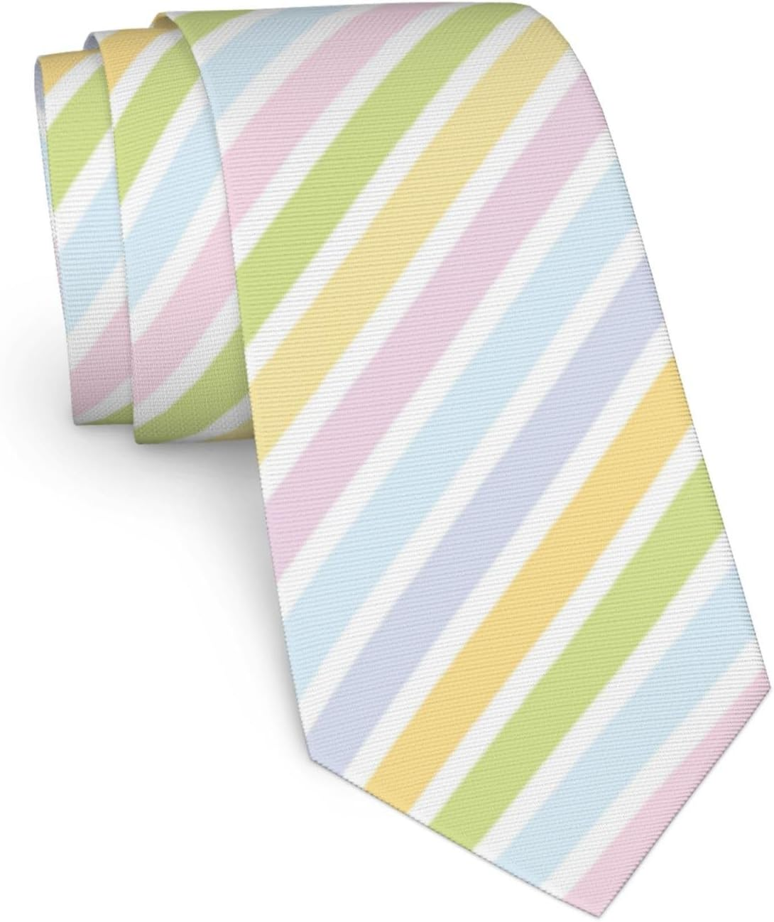 Pastel striped necktie with pink, blue, yellow and green diagonal stripes